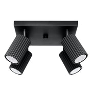 Plafoniera quadrata 25cm nera 4 spot GU10 Pure Lume
