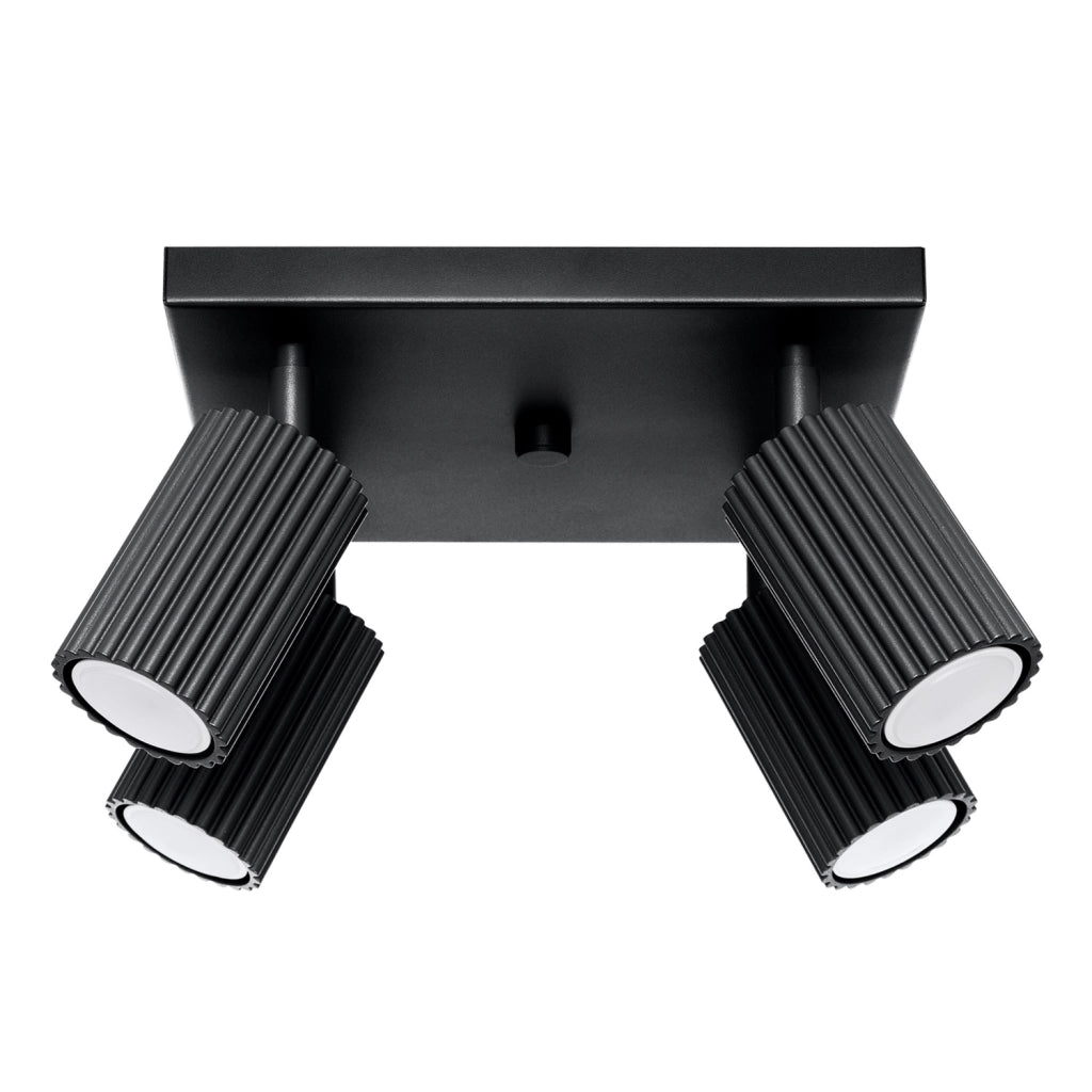 Plafoniera quadrata 25cm nera 4 spot GU10 Pure Lume