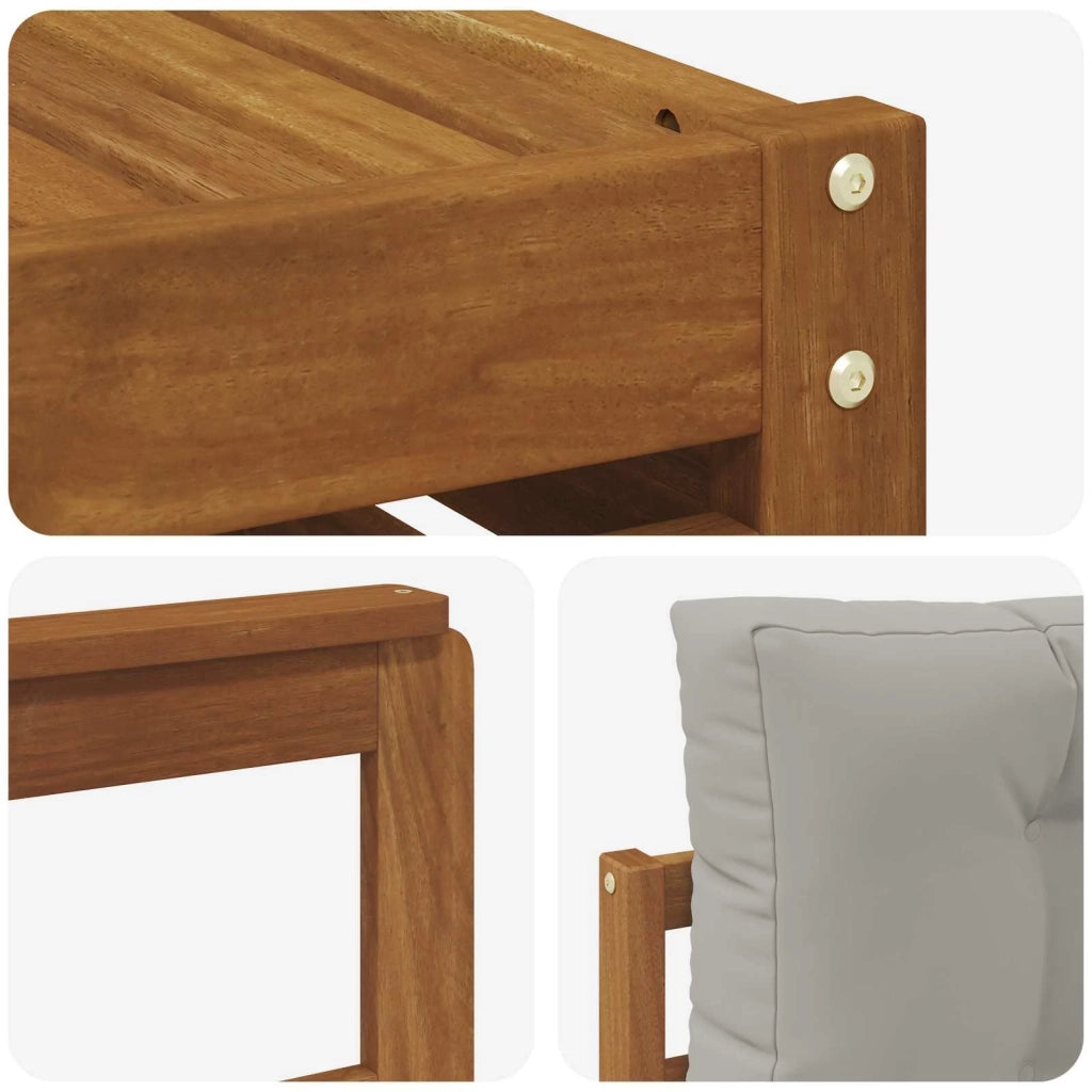 Set di divani da esterno 5 pcs Grigio Naturale e Chiaro