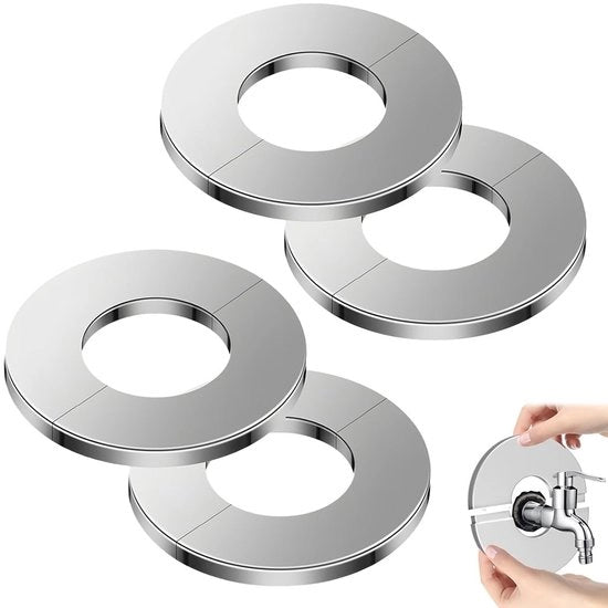 Regolatori di pressione 17 mm - 4 pezzi - Pozzo alto - Protezione tubo - Rubinetto acqua - Acciaio inossidabile - Design sottile - Copertura radiatore