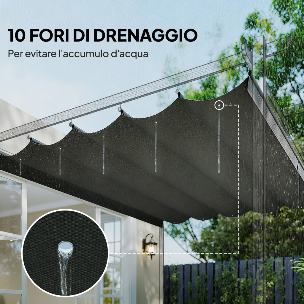 Tetto di Ricambio per Gazebo 3x3 m con 10 Fori di Drenaggio in Poliestere Grigio Chiaro