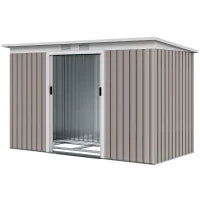 Casetta da giardino 3,6 m² in acciaio zincato 280 x 130 x 172 cm, Grigio chiaro