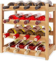 Wijnrek per 16 flessini in bambù - Display per vino da contropiano per cucina, soggiorno, sottoscala, bar