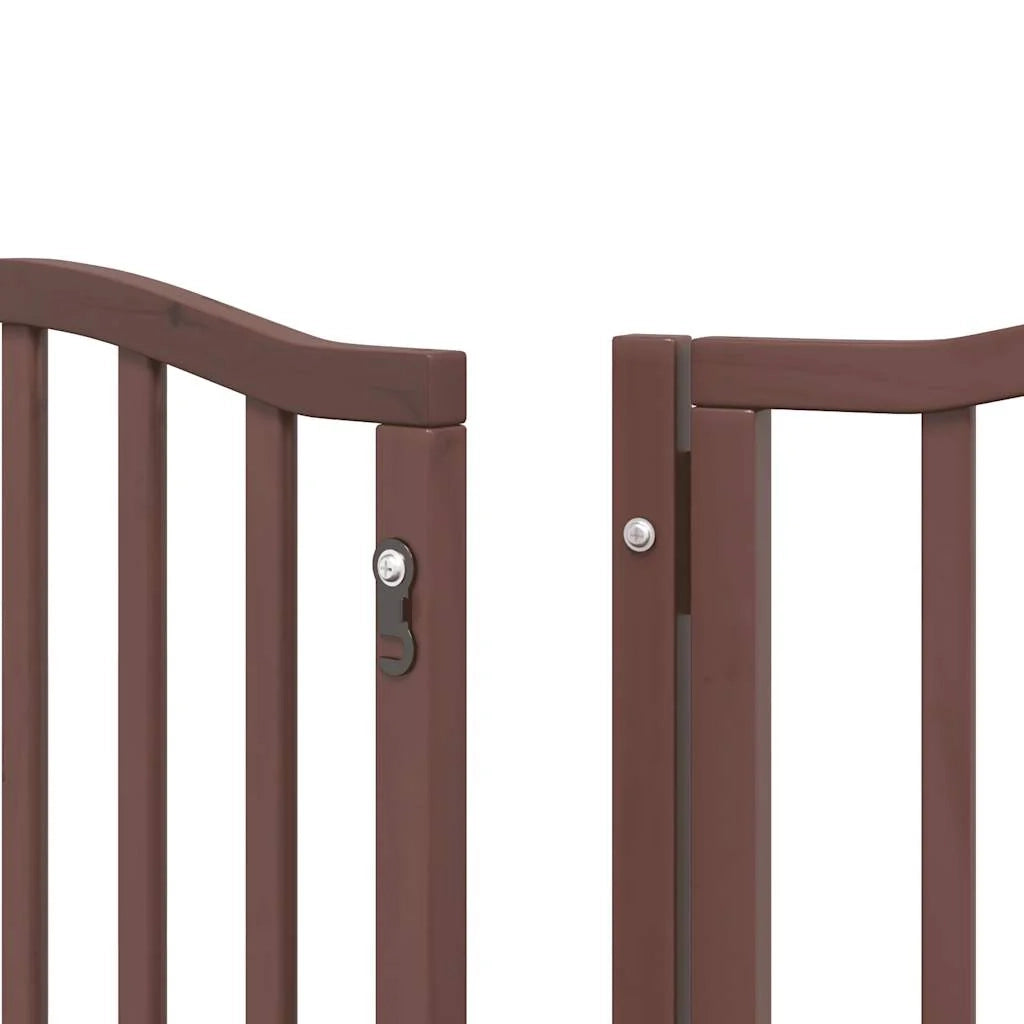Cancelletto di sicurezza per animali domestici porta pieghevole 15 pannelli legno di pioppo marrone 02_0023212