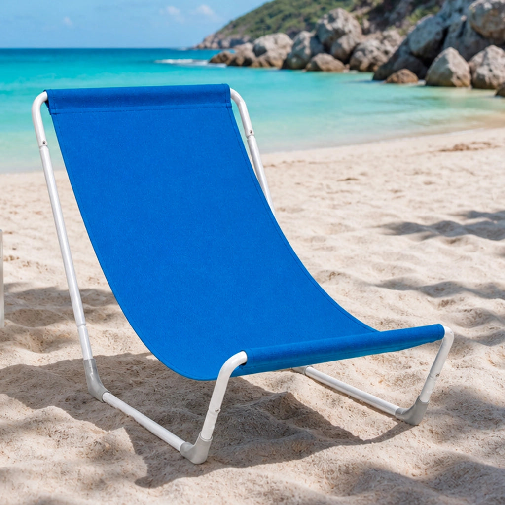 Sedia Sdraio Pieghevole Ergonomica Con Struttura In Acciaio E Tessuto Poliestere Impermeabile Dotata Di Sacca Con Tracolla Per Spiaggia Piscina Campeggio Giardino Relax Outdoor 95 X 60 X 40 Cm Blu