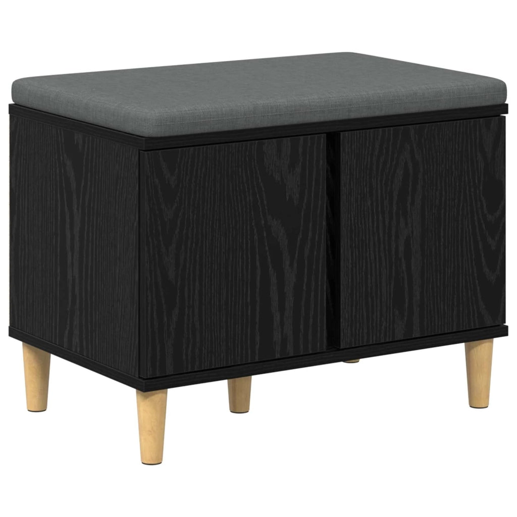 Panca per ingresso con cuscino-Sgabello-Panca da Corridoio Rovere Nero 60 x 38 x 46 cm 721627