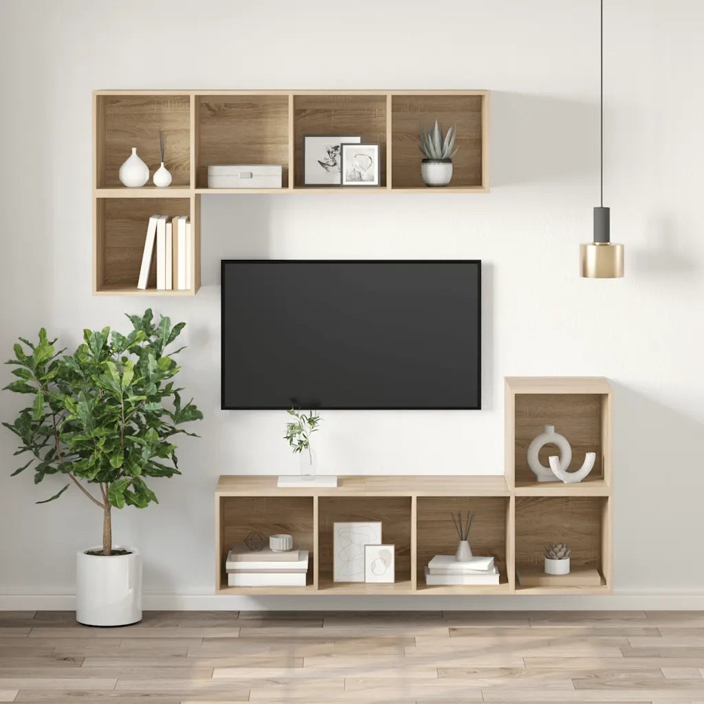 Mobile TV Parete-Credenza per TV sospesa-Console TV  Rovere Sonoma 37x37x142,5cm Legno Multistrato