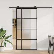 Porta Scorrevole con Ferramenta Nera 102,5x205 cm in Vetro ESG 3375953