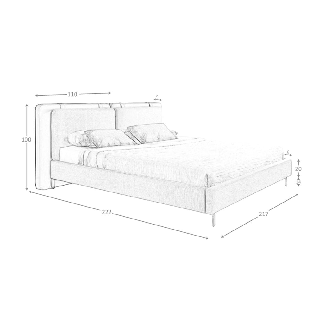 Letto in similpelle visone e tessuto grigio