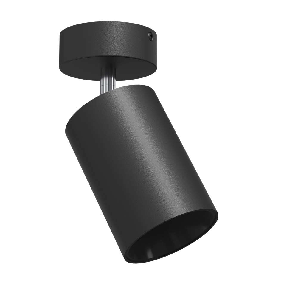 Faretto soffitto nero tondo Ø8cm orientabile GU10 10W