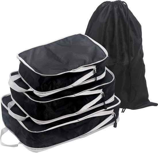 Set di 4 Borse - Organizzatore di Valigia - Nero - Nylon