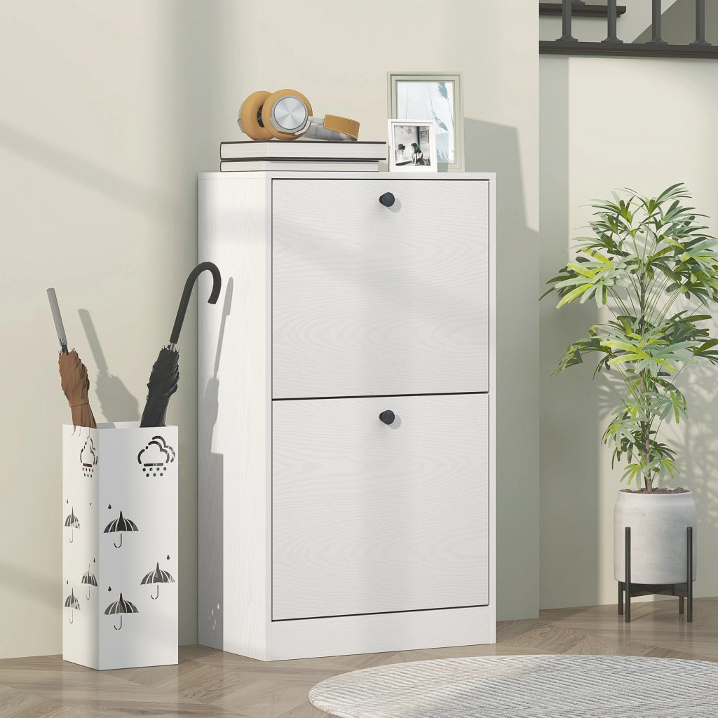Scarpiera con 2 Cassetti ¨C zephmum ¨C Bianco Veteado 47x26x85 cm