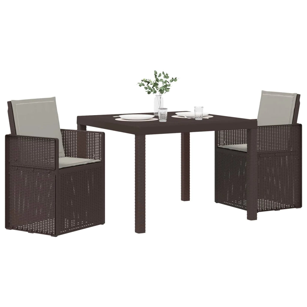 Set da Pranzo per Giardino 3 pcs Marrone e Grigio Chiaro PP