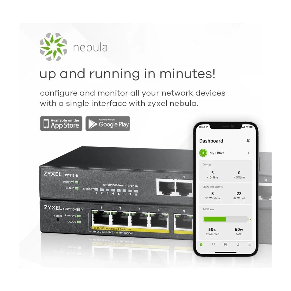 Zyxel GS1915-8 Switch gestito L2 Gigabit Ethernet (10/100/1000) Nero