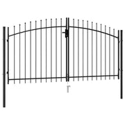 Cancello a Doppia Anta con Punte in Acciaio 3x1,5 m Nero cod mxl 48921