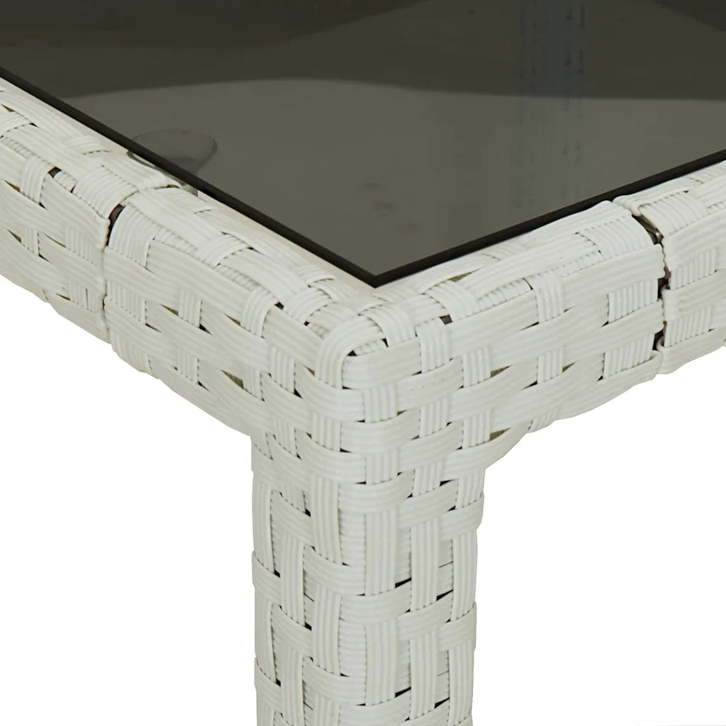 Tavolo Giardino | Tavolino da esterno Bianco 250x100x75 cm Polyrattan Vetro Temperato