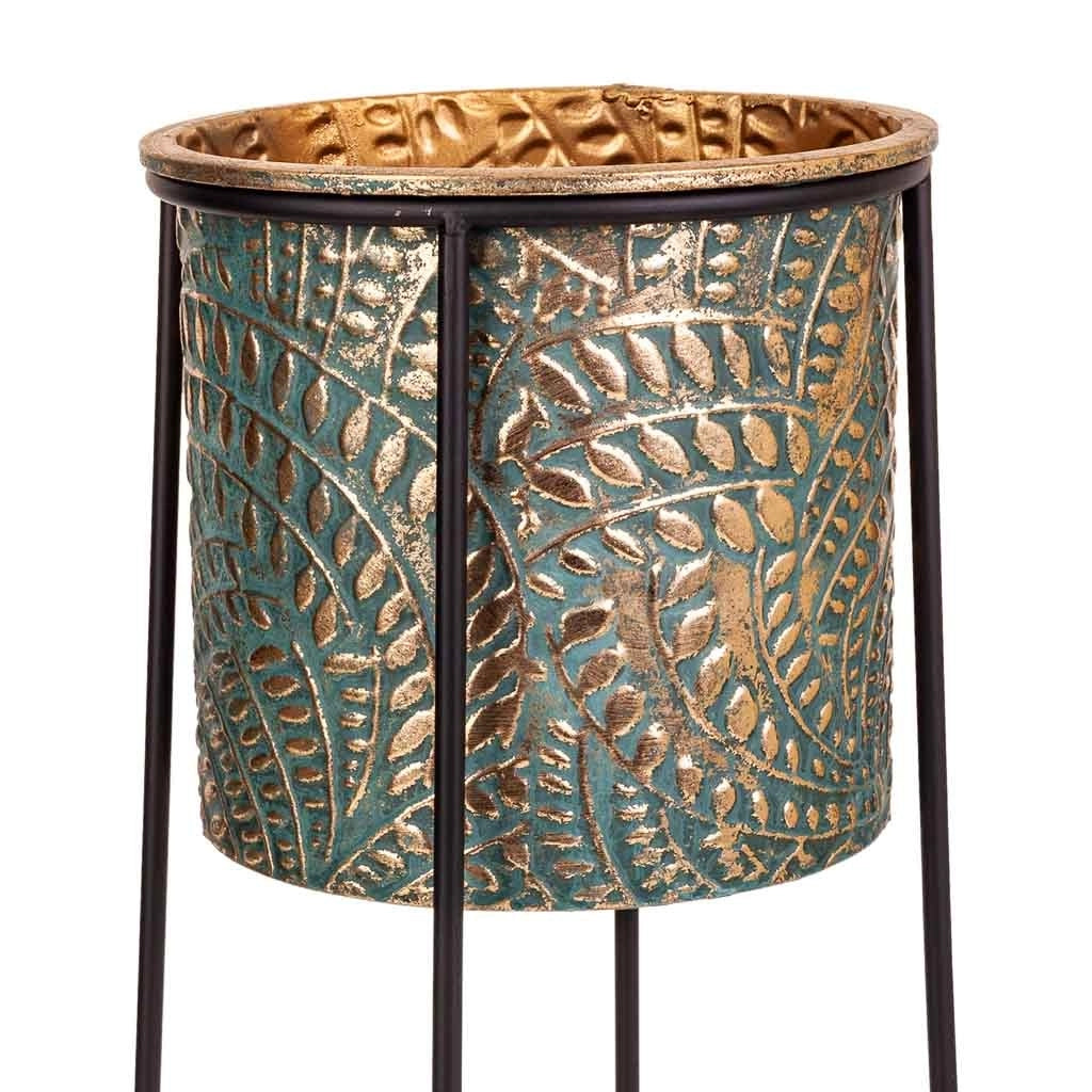 Vaso da fiori in metallo dorato 22,5x22,5x52,5h