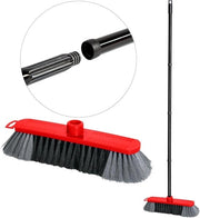 Aspirapolvere a mano da 30 cm con setole fini in fibra sintetica - rosso - lama in acciaio - paletto da giardino stabile - 22 mm manico da paletto - paletto contro le ragnatele