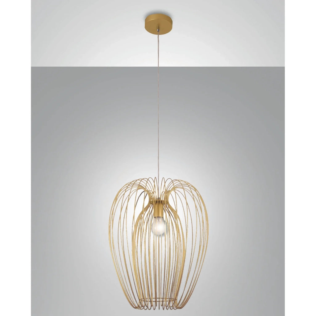 Lampada da Soffitto Camp Sospensione Oro Opaco D.400 Fabas Collezione CAMP 1 Luce