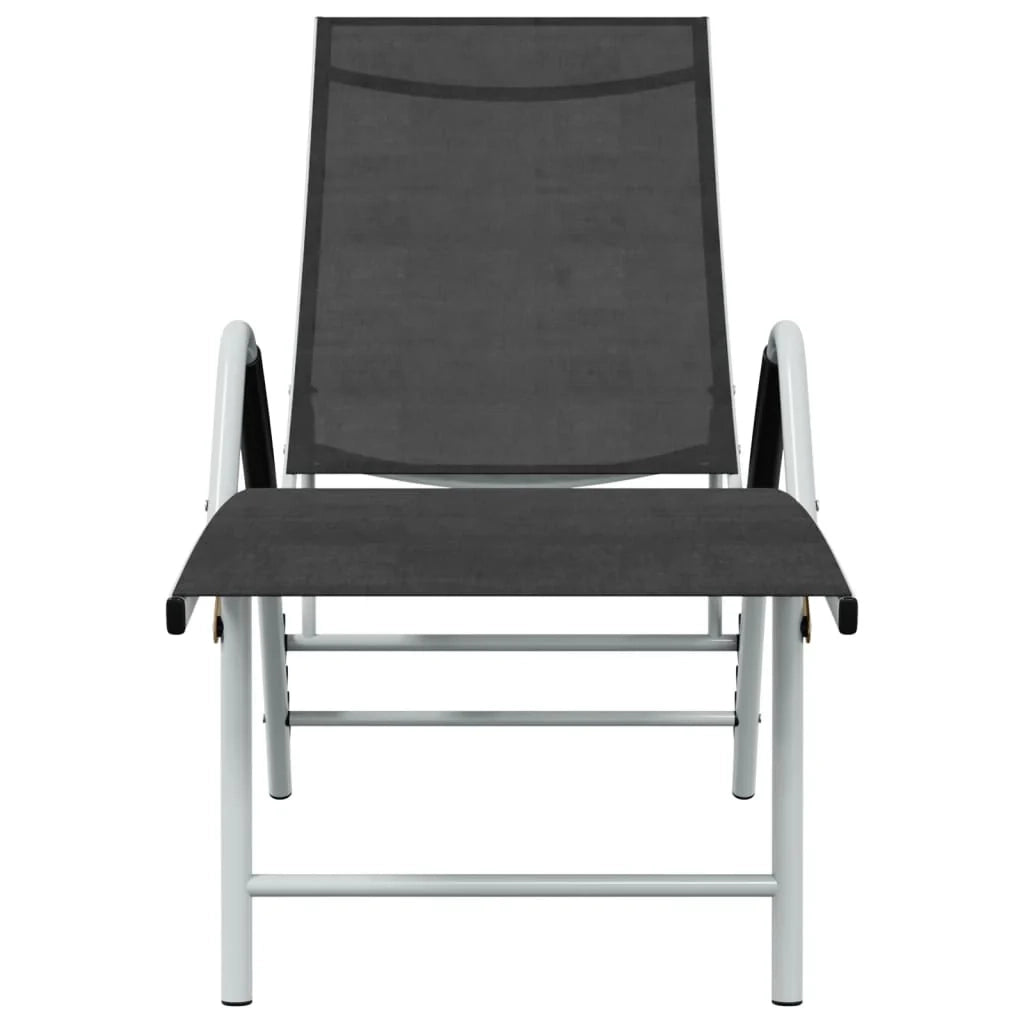 Lettino prendisole sedia a sdraio lettino prendisole letto da giardino mobili da esterno per patio textilene e alluminio nero 02_0012933