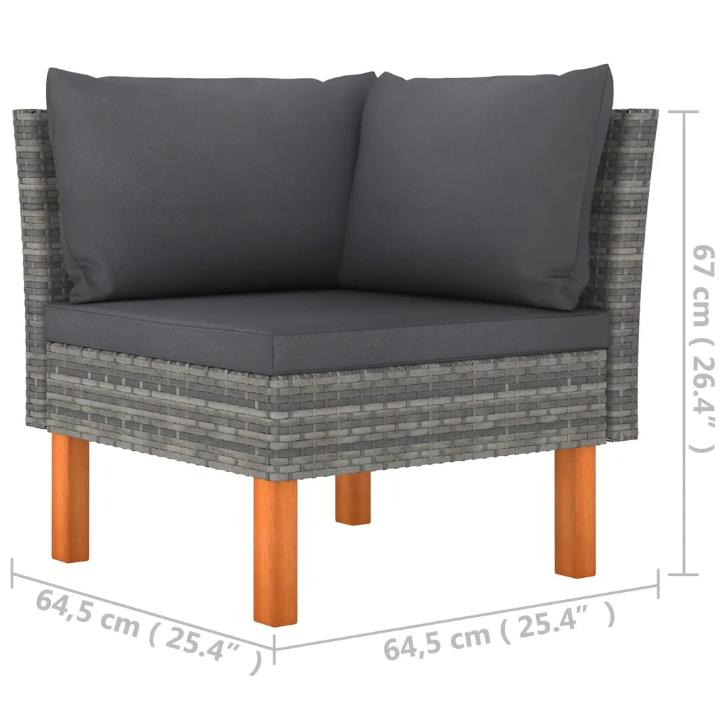 Set Divani da Giardino 8 pz con Cuscini in Polyrattan Grigio 3059720