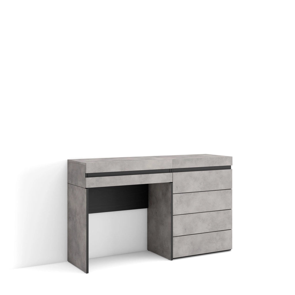 Tavolo da toeletta, 127x35x75cm, Con cassetto, Cassettiera, grigio cemento RF3461