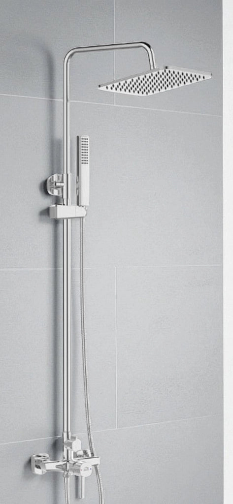 Colonna doccia con miscelatore | Set doccia minimalista, soffione a pioggia, sistema anticalcare, cromata