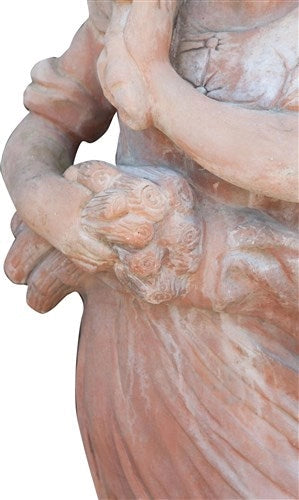 Biscottini Statua invecchiata, in terracotta toscana 100% Made in Italy interamente Lavorata a Mano L37xPR40xH142 cm.