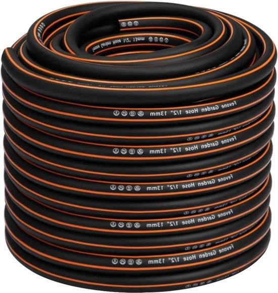 Slang per giardino 50 m con tubo in PVC diametro 13 mm 4 strati 25 bar molto resistente trasportabile esterno cavo compressore slang flessibile robusto regolabile protezione da pieghe nero-arancione Slang per giardino