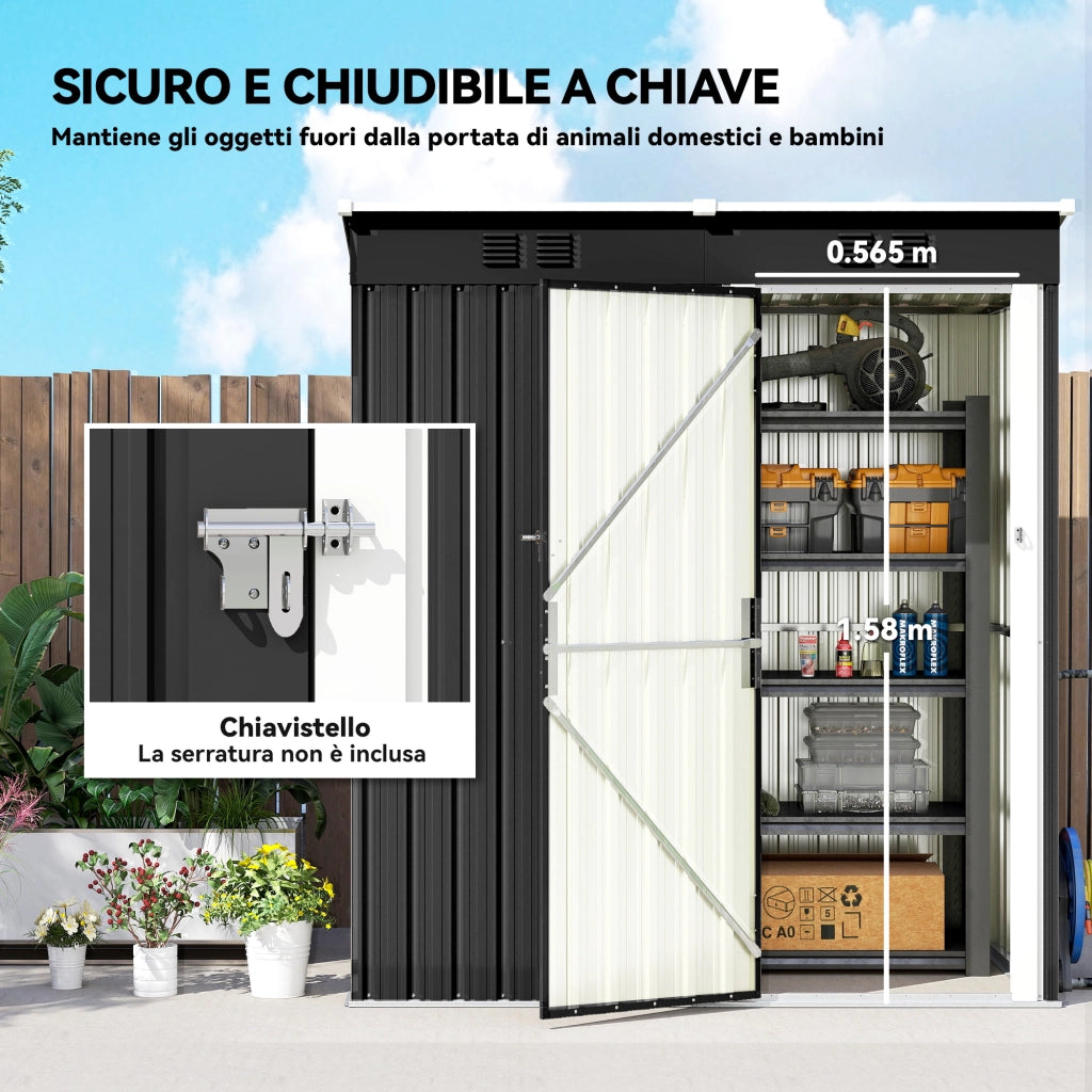 Capanno Giardino in Metallo ¨C zephmum ¨C 163x90x179 cm Grigio Scuro
