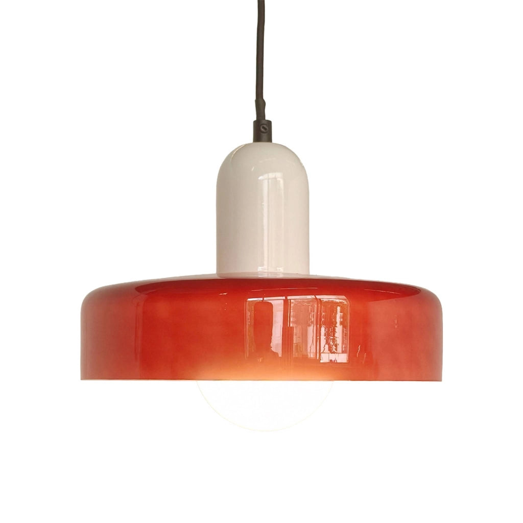 Lampada a sospensione da interno in vetro e metallo, ø25cm, bordeaux