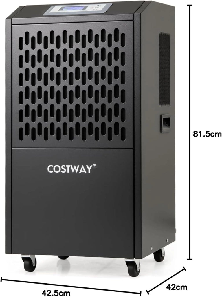 118L Deumidificatore Commerciale con Tubo di Scarico, Deumidificatore Industriale con Timer 24H e 4 Ruote, per Scantinati Magazzini e Grandi Spazi Fino a 790㎡ (Nero)
