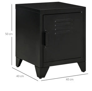 Comodino 40x40x50 cm con ripiano regolabile in metallo nero