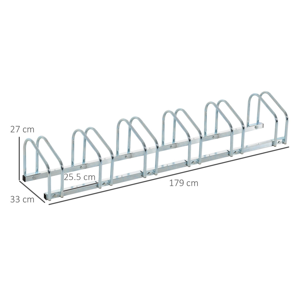 EasyComfort Rastrelliera Portabiciclette Parcheggio per 6 Biciclette in Acciaio, 179x33x27 cm, Argento