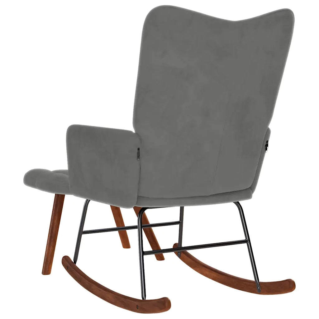 Sedia a dondolo con sgabello in velluto grigio scuro CFW9423281