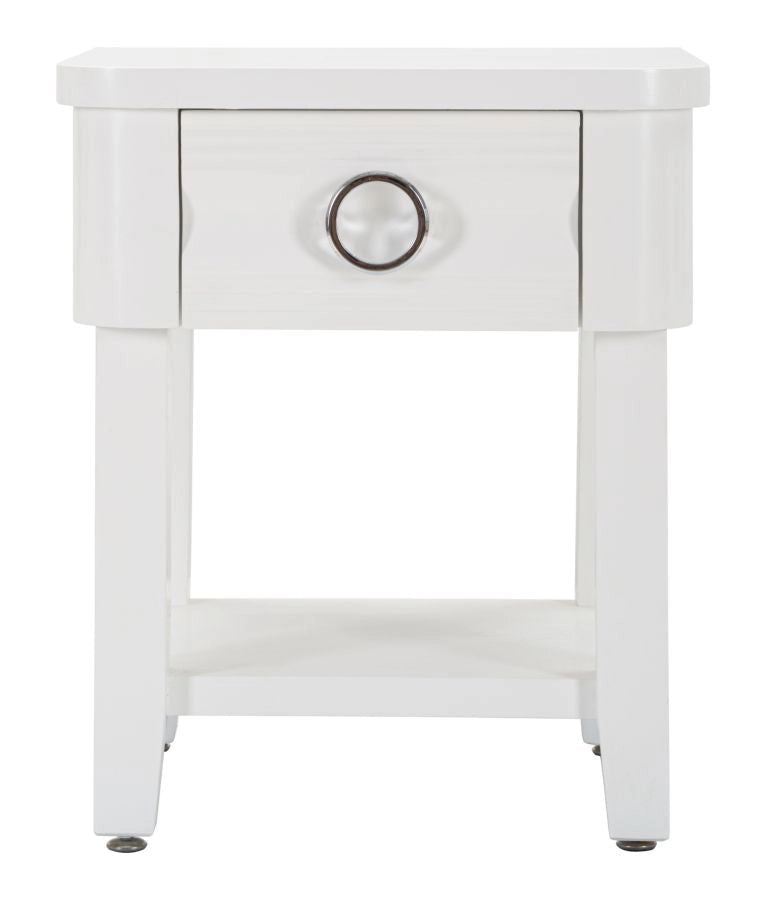 Comodino Shine 45x54x40 cm in Legno MDF e Metallo Bianco