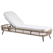 Sdraio da giardino beige in rattan PE alluminio e tessuto in poliestere schienale reclinabile regolabile