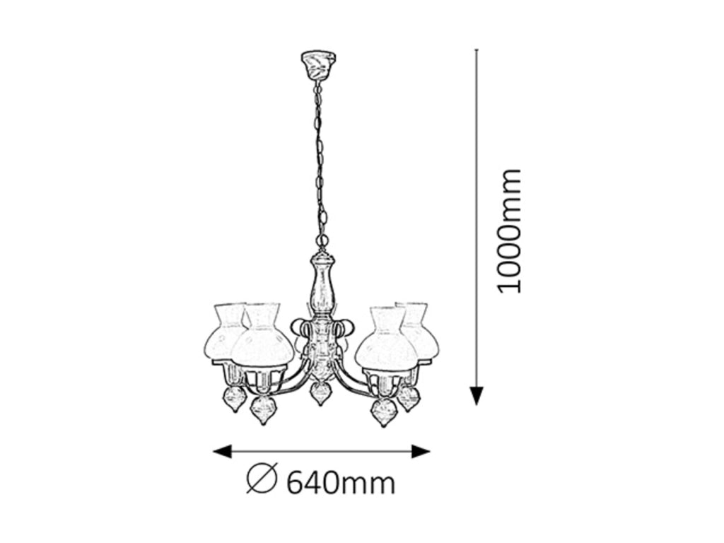 Lampadario Petronel stile lampada a petrolio nero 5xE27 Rabalux