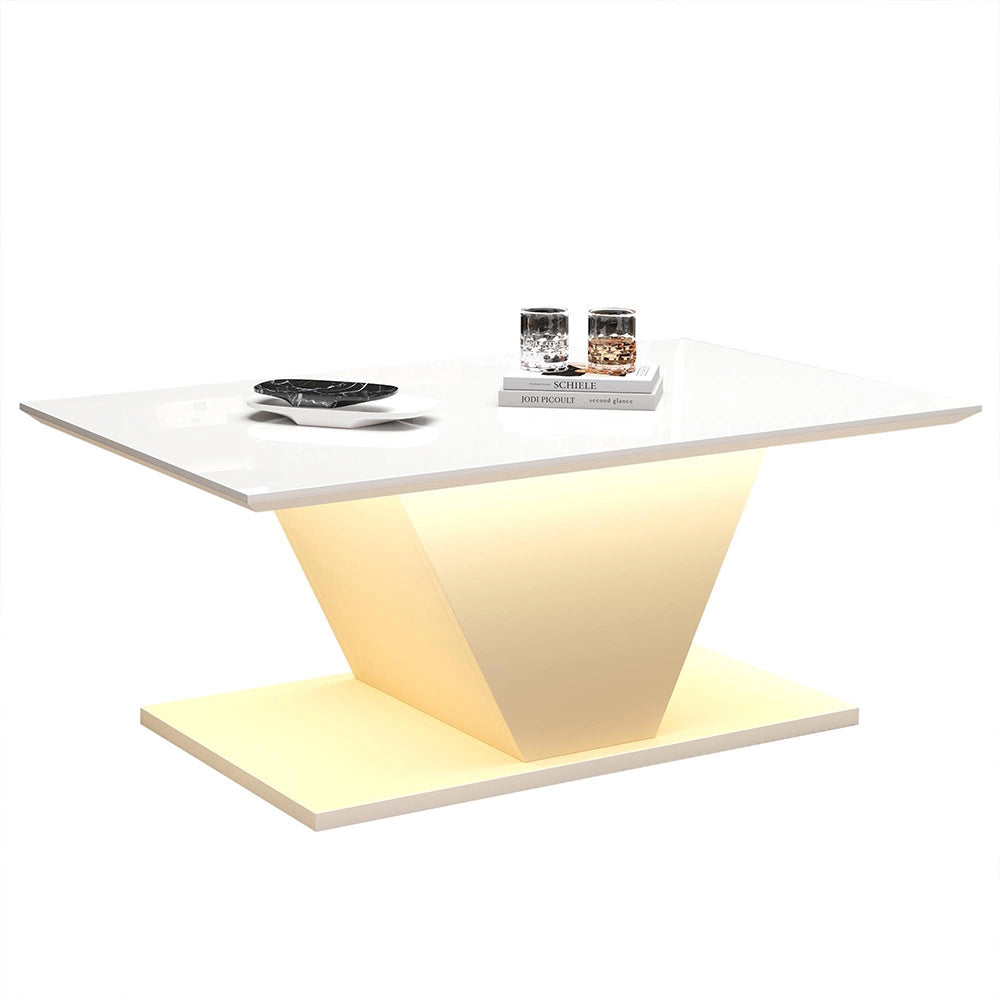 Tavolino a V - Xylo - 100x50cm design speciale bianco LED