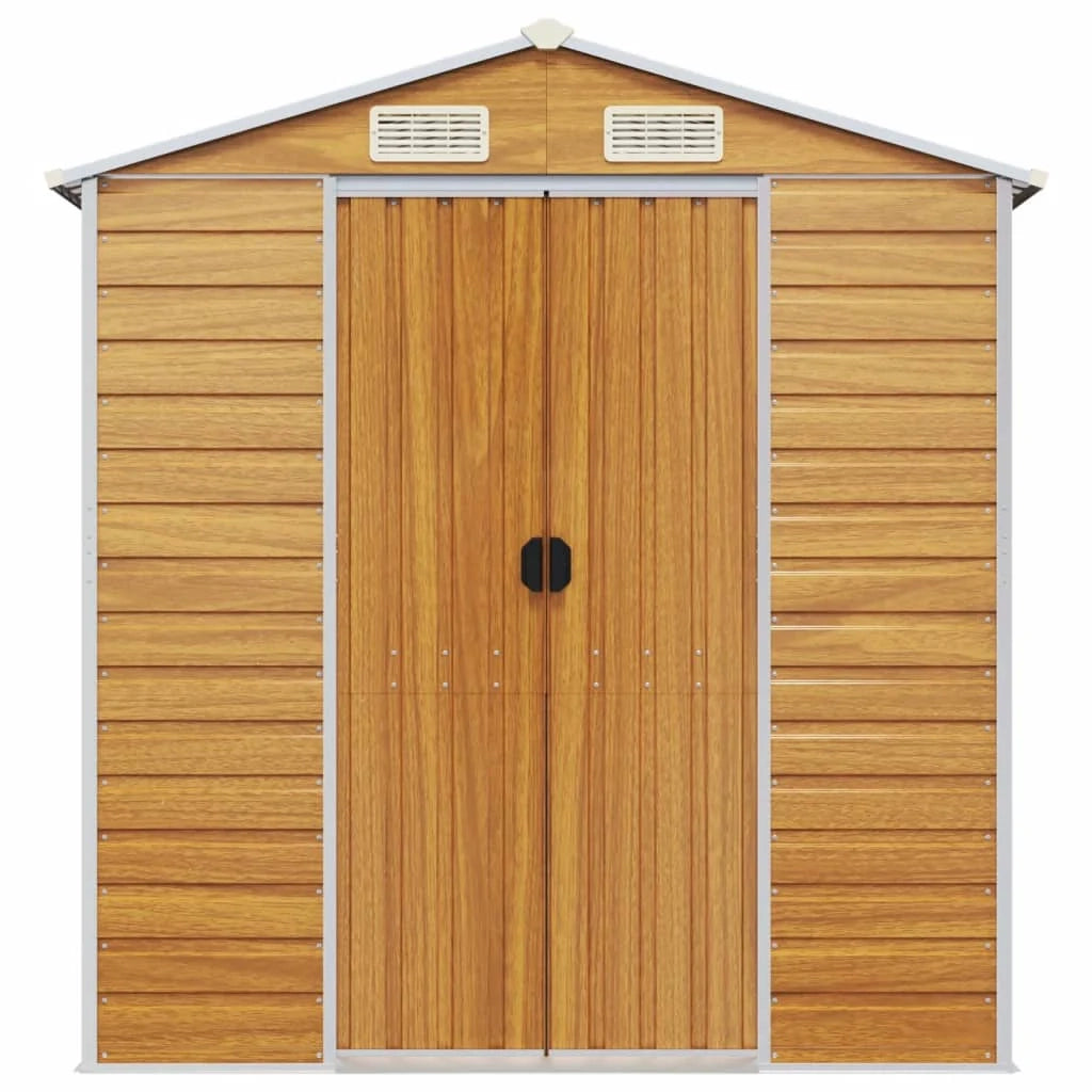 Casetta da giardino cabina ripostiglio casetta da esterno robusta casetta per attrezzi colore chiaro 191 x 555 x 198 cm acciaio zincato marrone 02_0022293