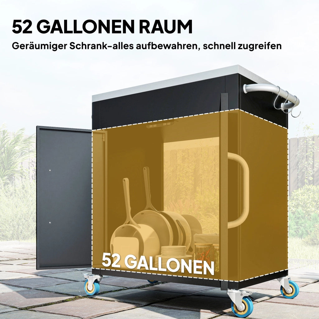 Tavolino da cucina con ruote ¨C zephmum ¨C 86x50x86,5 cm Nero
