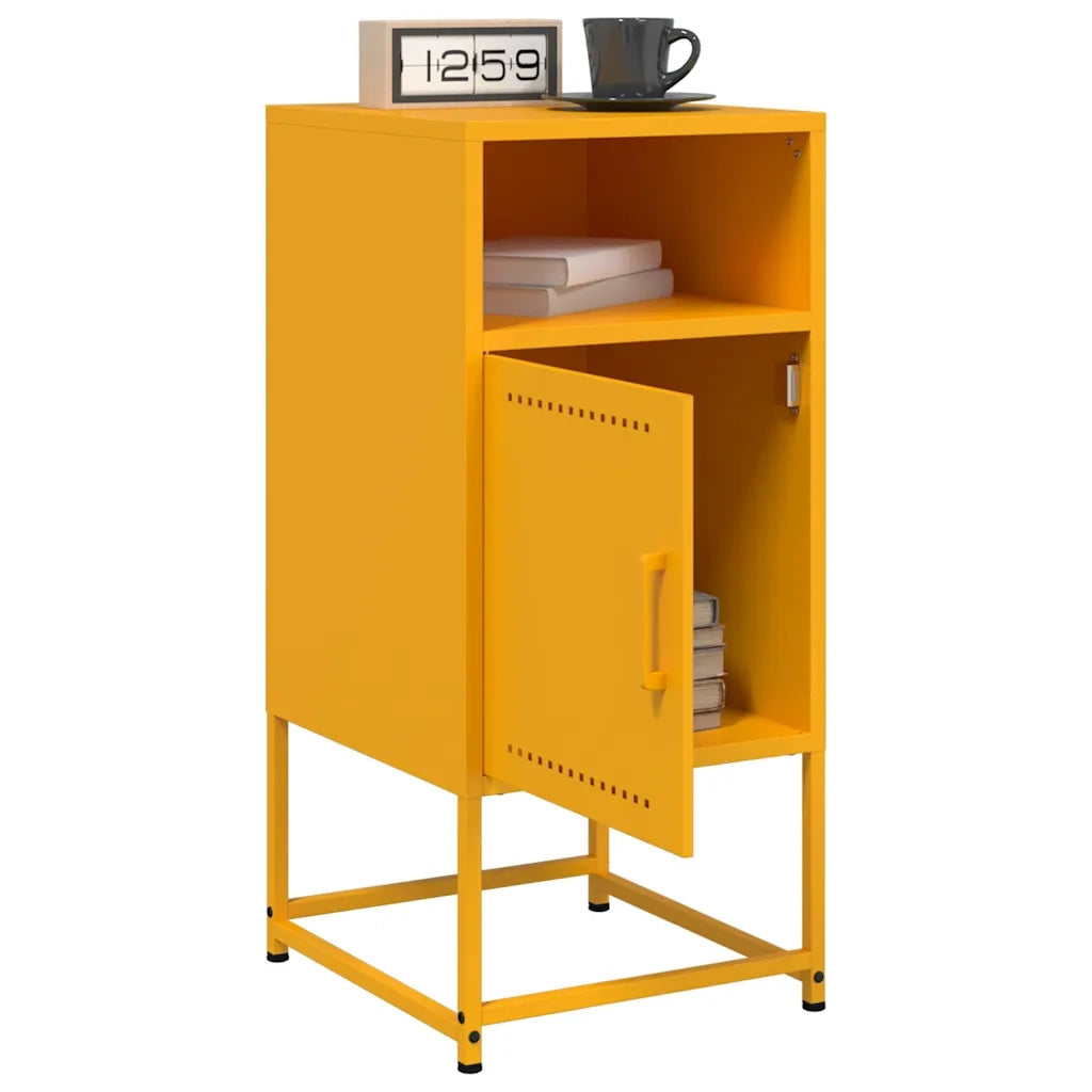 Comodini 2 pz-Set di 2 Tavolino da notte Giallo Senape 36x39x78 cm in Acciaio 303515