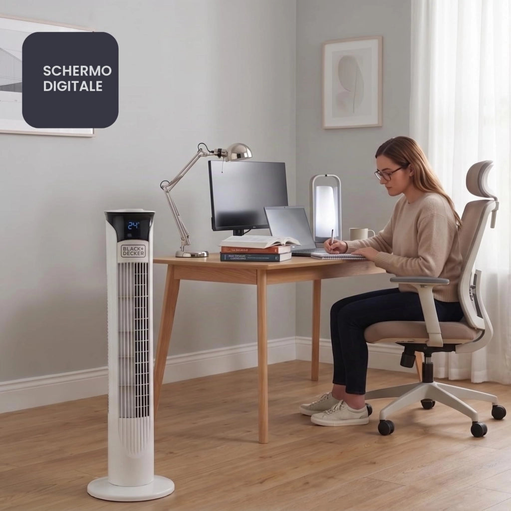 Ventilatore Torre Black Decker BXEFT48E Display Led Bianco 22 x h 81 cm