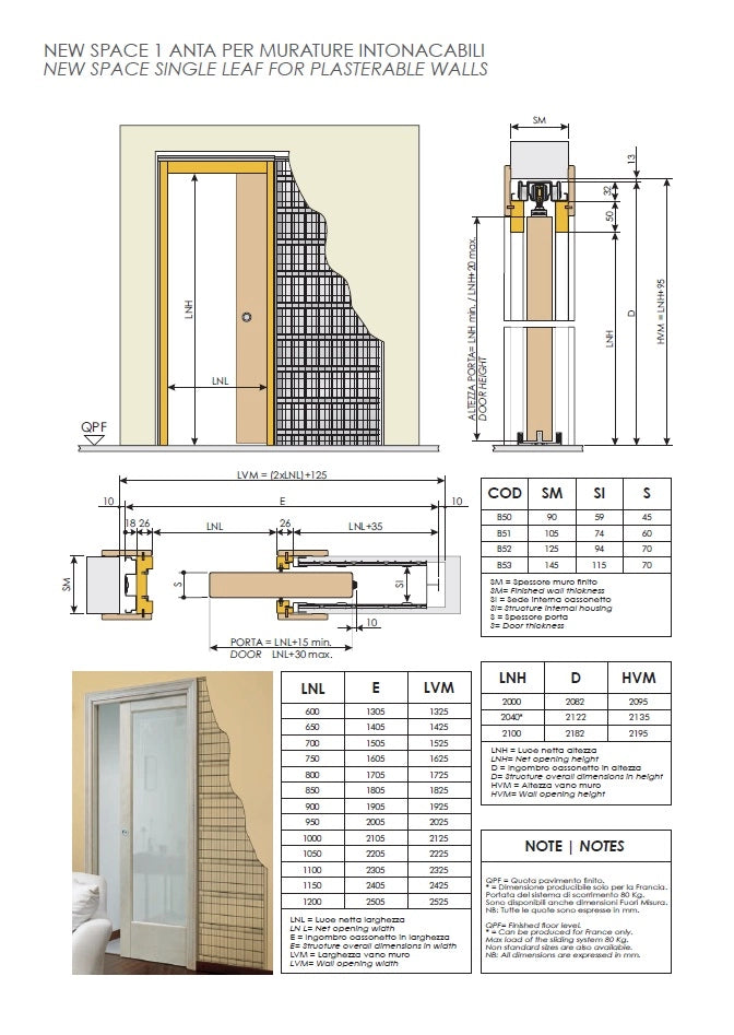 Controtelaio per porta scorrevole 70x210cm intonaco Space Dierre