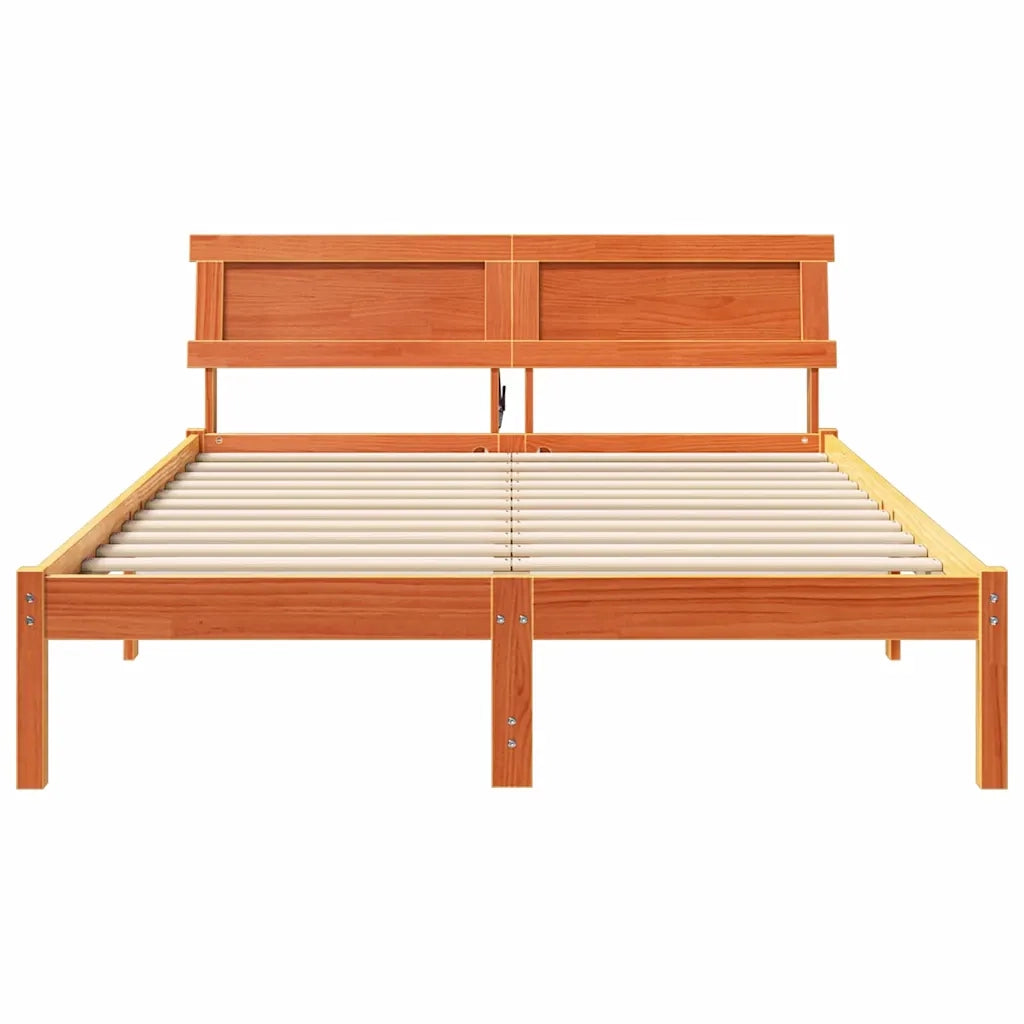 vidaXL Struttura del letto con testiera Cera marrone 135 x 190 cm