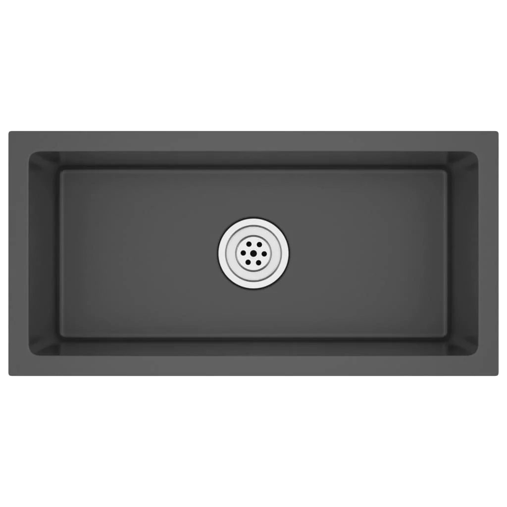 Lavello da cucina fatto a mano lavandino da bagno per interni nero 60 x 30 cm acciaio inox 02_0002456