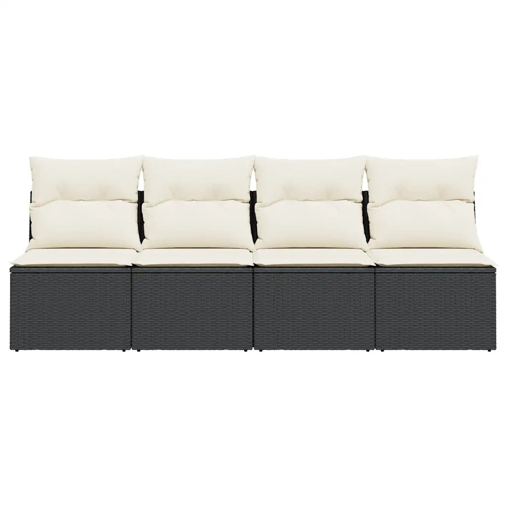 Divano da Giardino con Cuscini a 4 Posti Nero in Polyrattan 366000