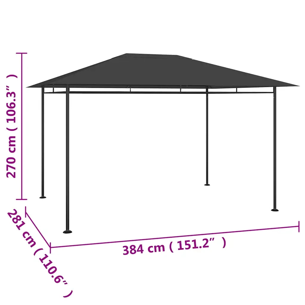 Gazebo 4x3x2,7 m Antracite 180 g/mÂ² cod mxl 66113