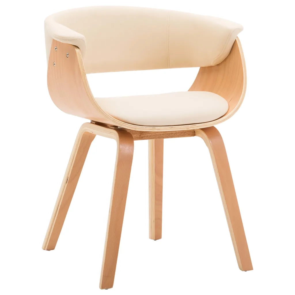 Sedie da Pranzo 4 pz Crema in Legno Piegato e Similpelle cod mxl 7838