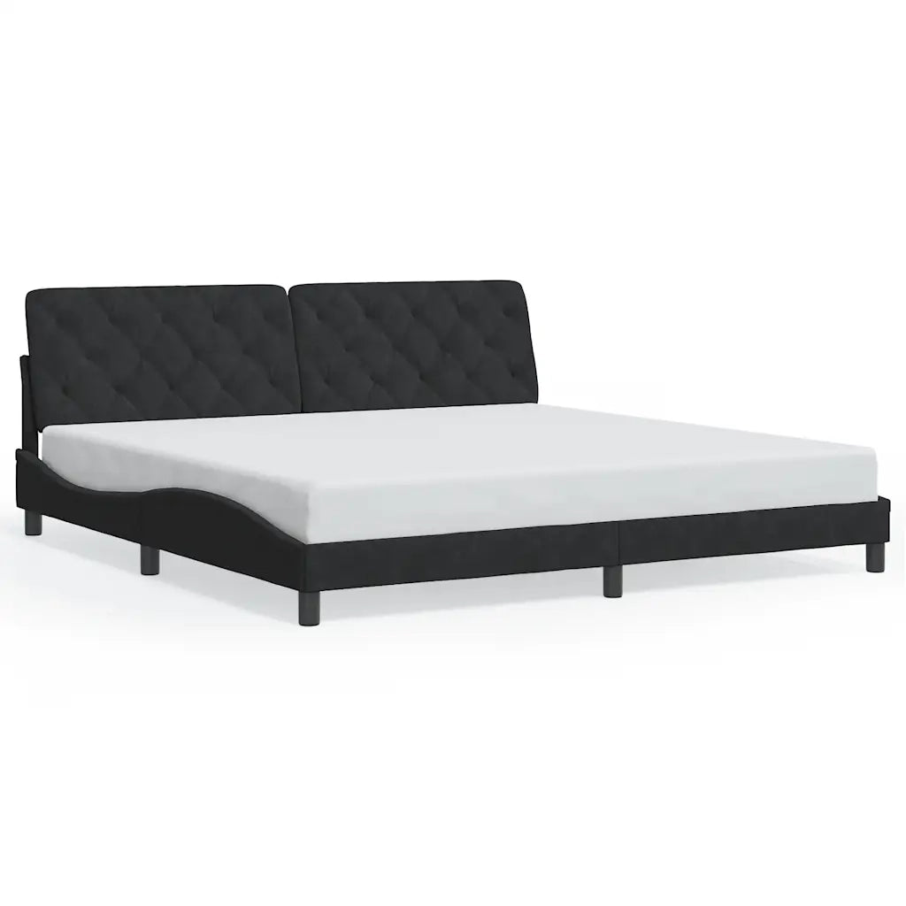 Letto matrimoniale | Letto per adulti | Giroletto senza Materasso Nero 200x200 cm in Velluto